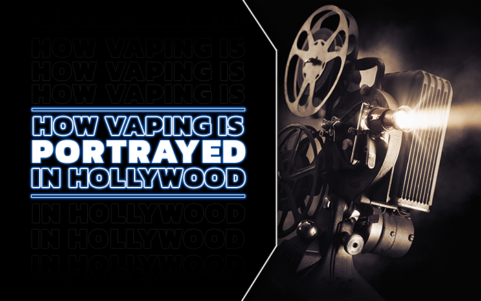 image of a movie theater camera with the title How Vaping Is Portrayed in Hollywood