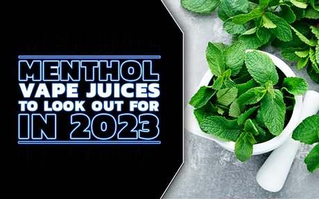 a bowl of mint leaves with the title Menthol Vape Juices To Look Out For in 2023