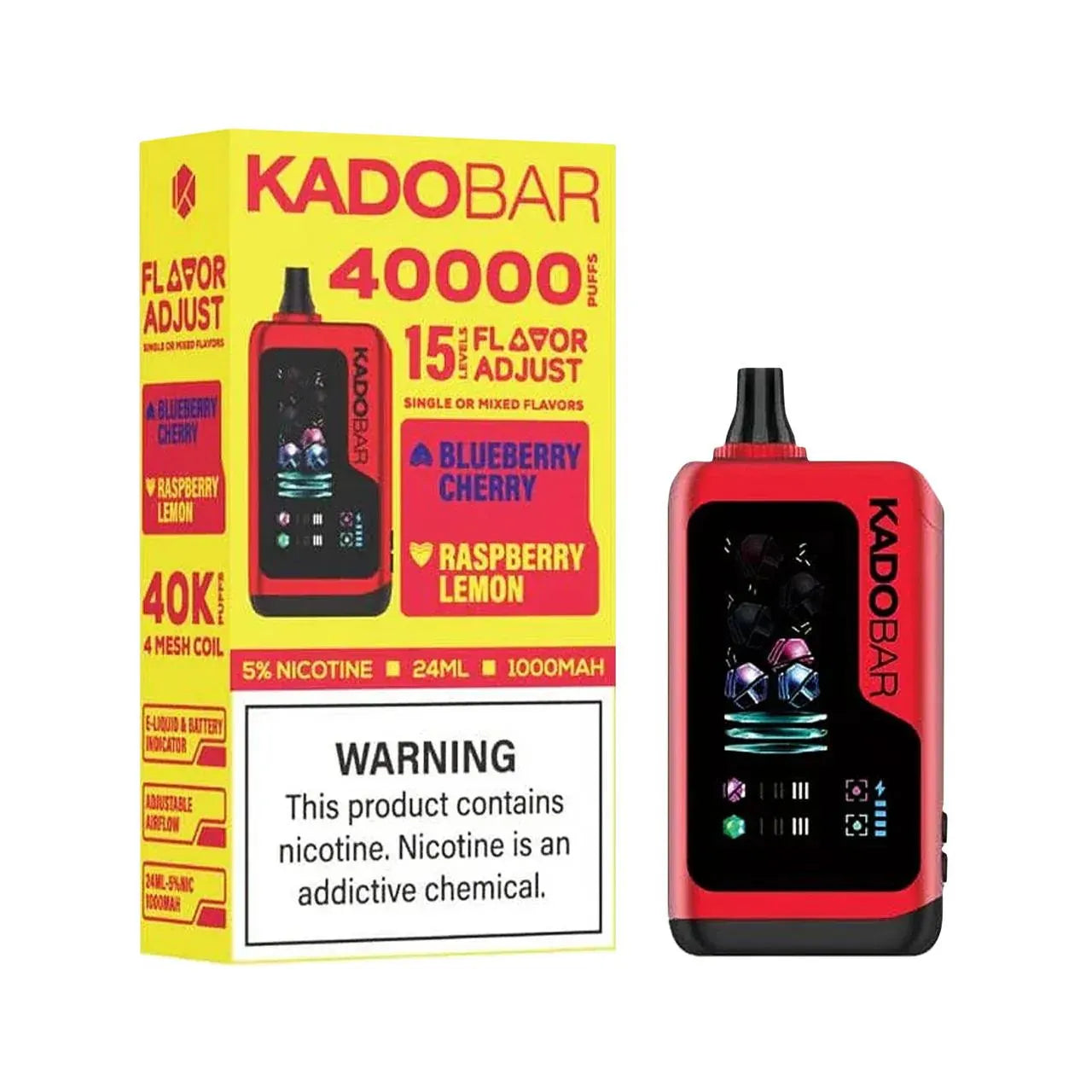 Kado Bar Flavor Adjust 40K Blueberry Cherry Raspberry Lemon