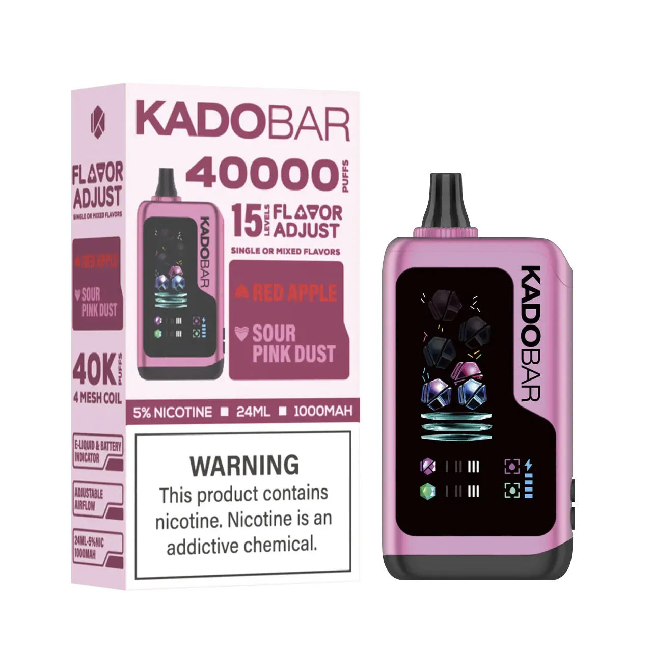 Kado Bar Flavor Adjust 40K Red Apple Sour Pink Dust