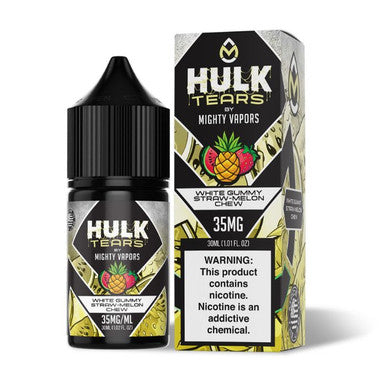 White Gummy Straw Melon Chew Nicotine Salt by Hulk Tears x Mighty Vapors