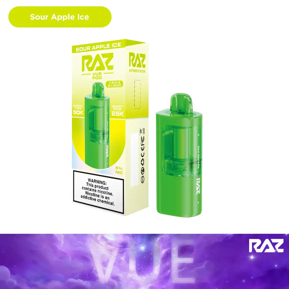 Sour Apple Ice RAZ VUE 50K Pod Flavor